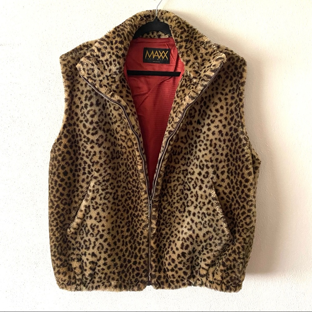 Maxx Meren Vintage Faux Leopard Vest Pockects SML